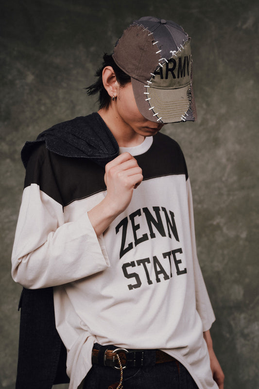 KOZABURO ZENN STATE COLLEGE PRINT QUARTER SLEEVE T-SHIRTS "OFF WHITE"