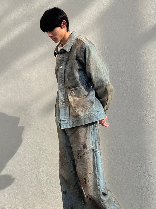 FAF(FAKE AS FLOWERS) NEWCOMMUNE DIRT BAGGY DENIM