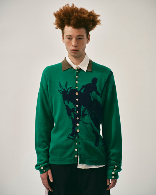 FAF(FAKE AS FLOWERS) Knit Polo "green"