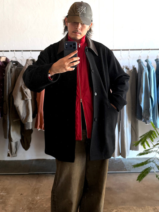 UNDECORATED "HIGH GAGE WOOL FLEECE HALF COAT"