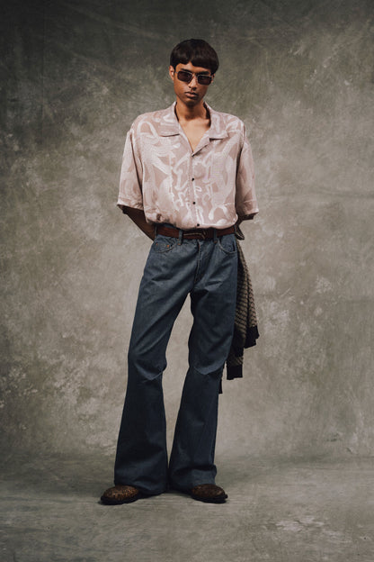 KOZABURO　OPAL SHORT SLEEVE OVERSIZE CAMP COLLAR SHIRT