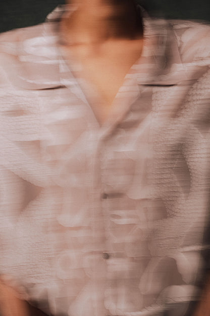 KOZABURO　OPAL SHORT SLEEVE OVERSIZE CAMP COLLAR SHIRT