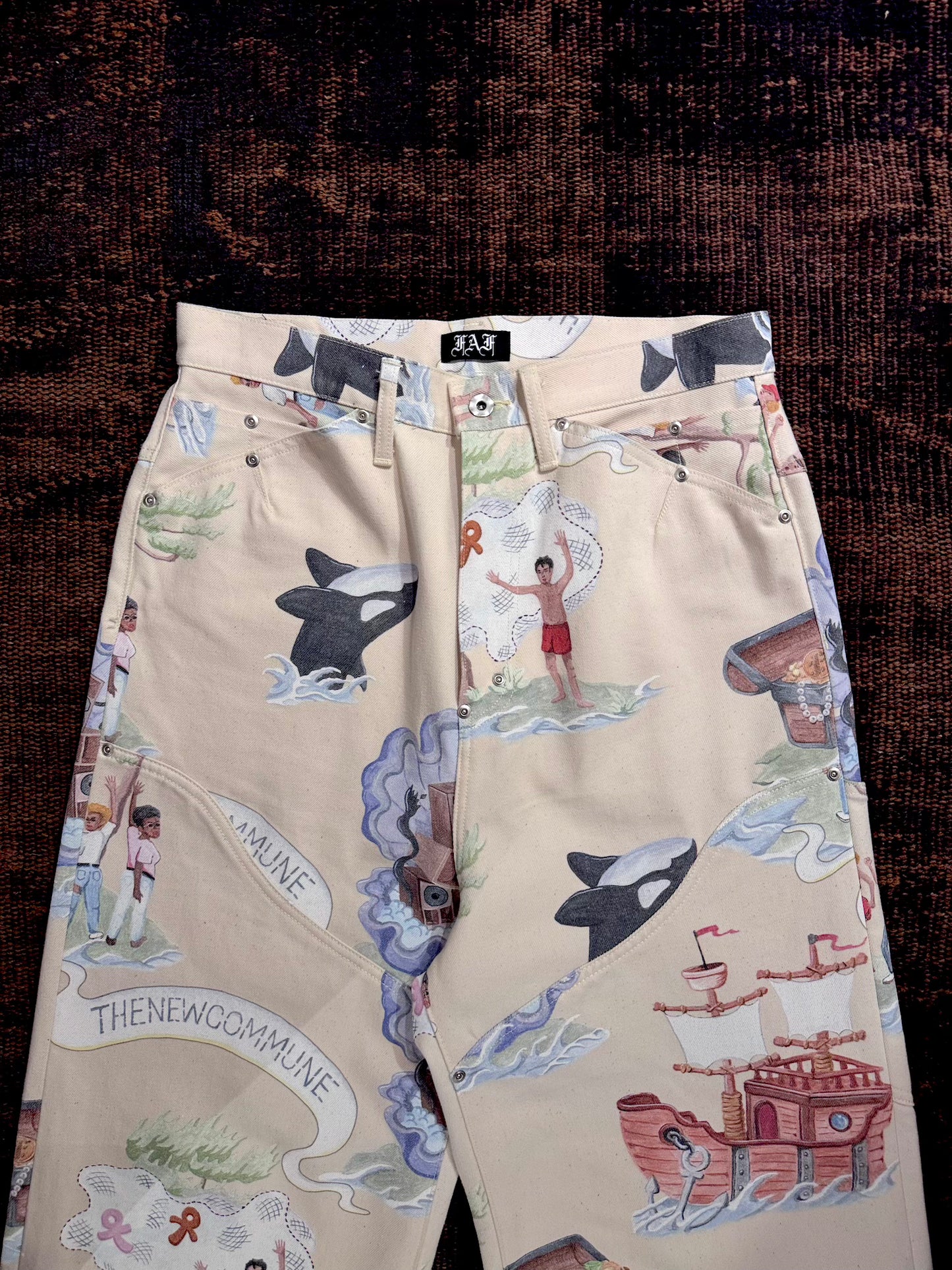 FAF(FAKE AS FLOWERS)　NEWCOMMUNE  BAGGY DENIM RIGID