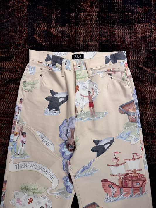 FAF(FAKE AS FLOWERS)　NEWCOMMUNE  BAGGY DENIM RIGID