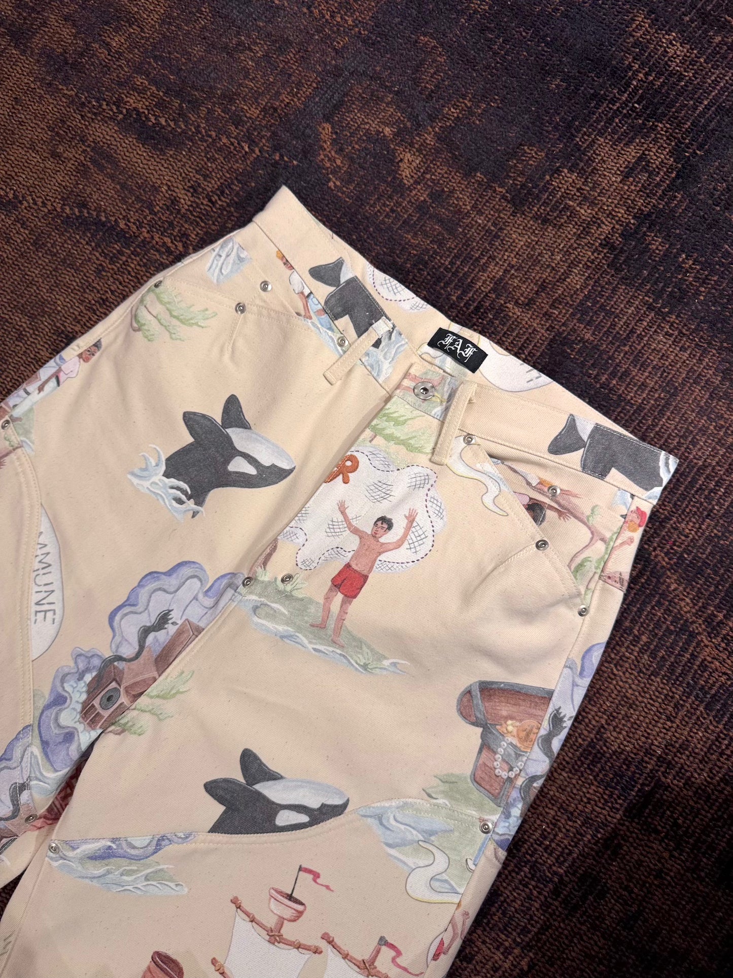 FAF(FAKE AS FLOWERS)　NEWCOMMUNE  BAGGY DENIM RIGID