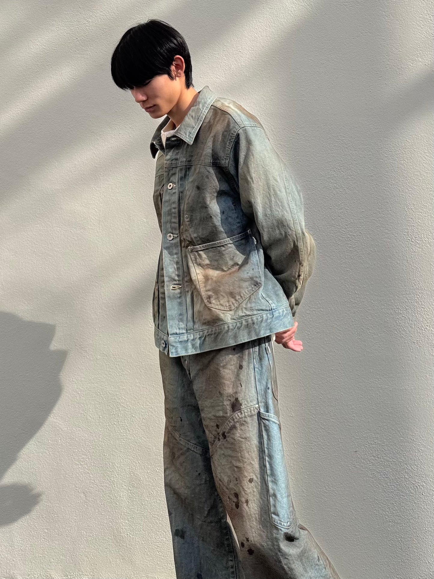 FAF(FAKE AS FLOWERS)　NEWCOMMUNE DIRT BAGGY DENIM