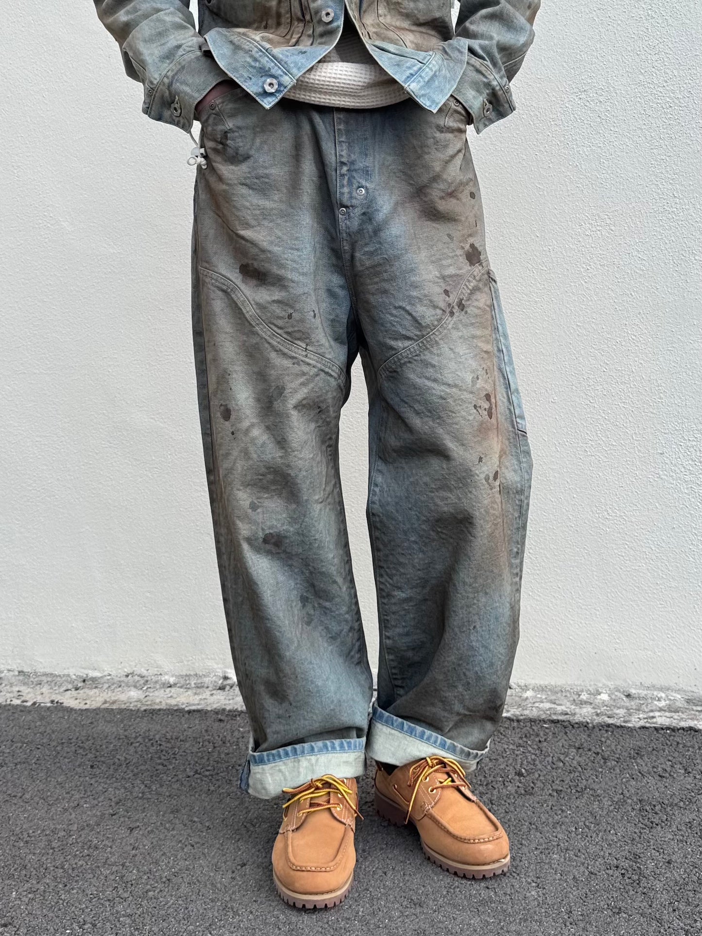 FAF(FAKE AS FLOWERS)　NEWCOMMUNE DIRT BAGGY DENIM