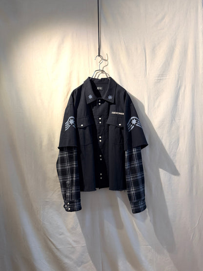 FAF(FAKE AS FLOWERS)　"Double Sleeve Utility Shirts" -Black-