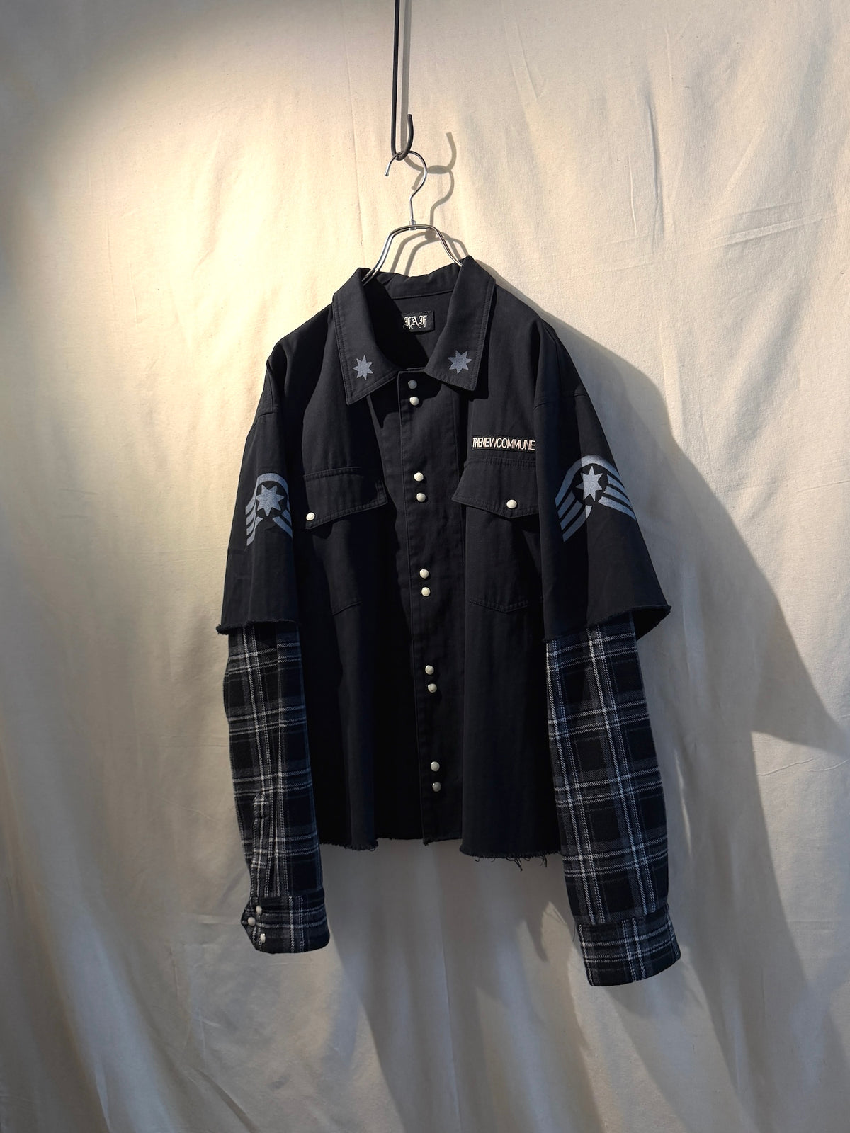 FAF(FAKE AS FLOWERS)　"Double Sleeve Utility Shirts" -Black-