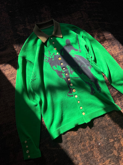 FAF(FAKE AS FLOWERS)　Knit Polo "green"