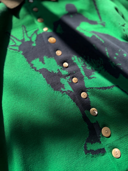 FAF(FAKE AS FLOWERS)　Knit Polo "green"