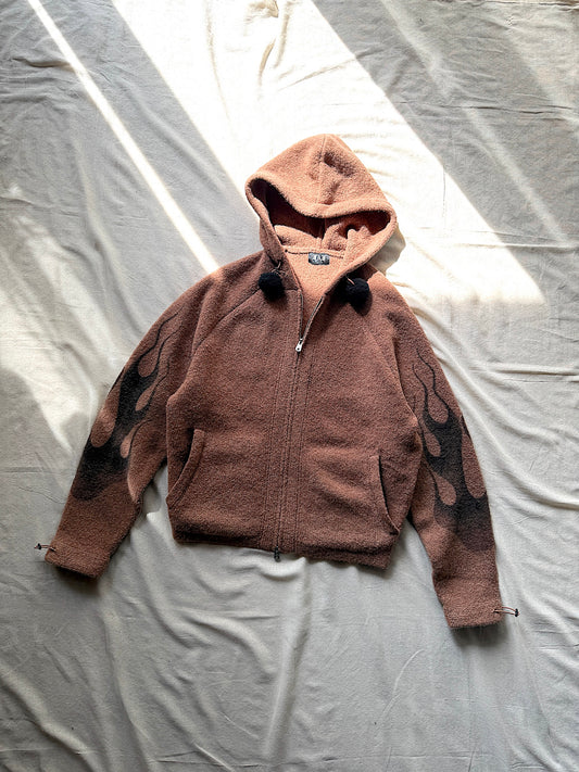 FAF(FAKE AS FLOWERS)　"Knit Hoodie" -Brown-