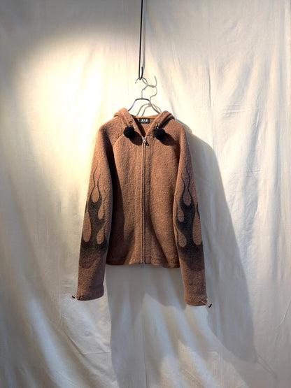 FAF(FAKE AS FLOWERS)　"Knit Hoodie" -Brown-