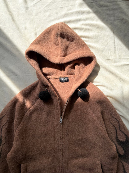 FAF(FAKE AS FLOWERS)　"Knit Hoodie" -Brown-