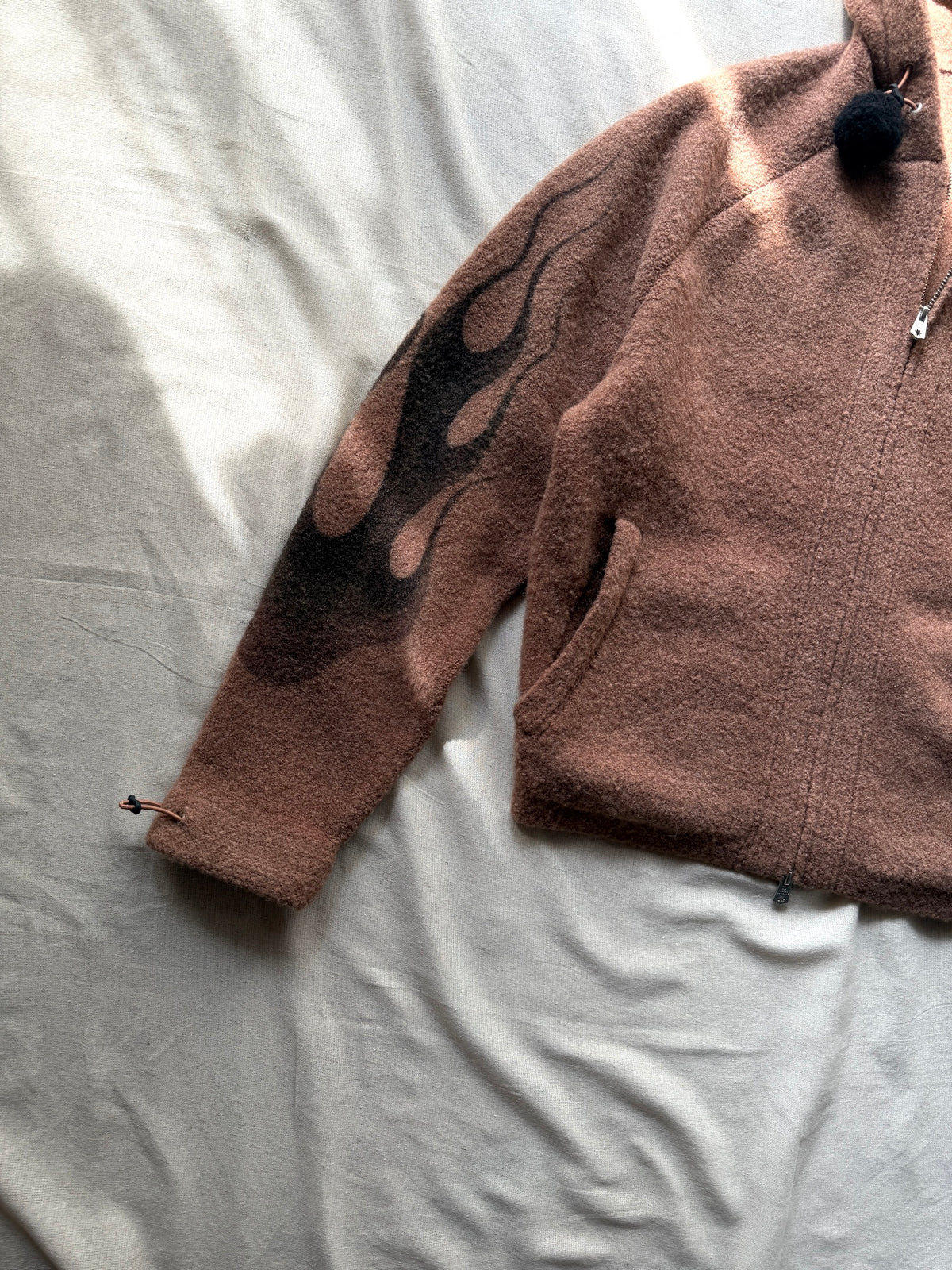 FAF(FAKE AS FLOWERS)　"Knit Hoodie" -Brown-