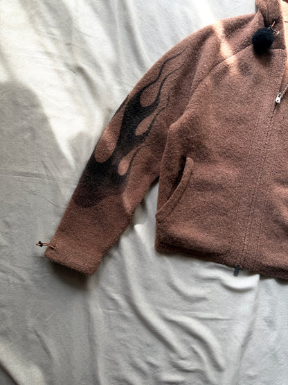 FAF(FAKE AS FLOWERS)　"Knit Hoodie" -Brown-