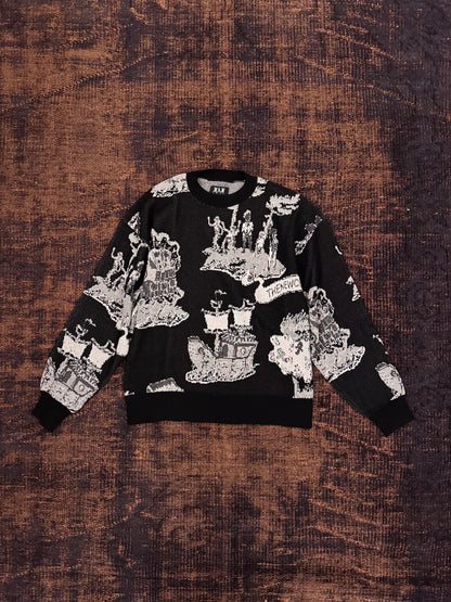 FAF(FAKE AS FLOWERS)　NEWCOMMUNE ISLAND JAQUARD KNIT　