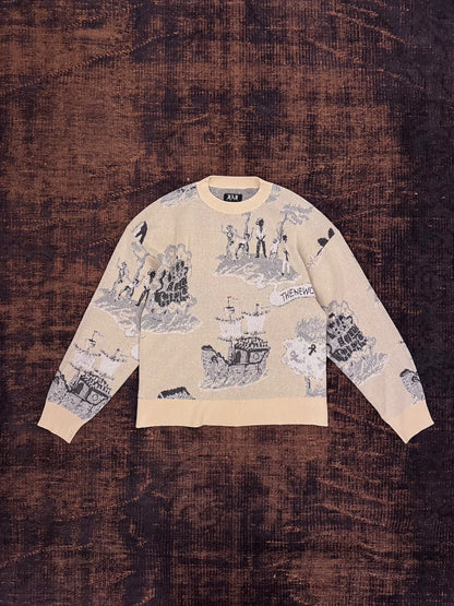 FAF(FAKE AS FLOWERS)　NEWCOMMUNE ISLAND JAQUARD KNIT　
