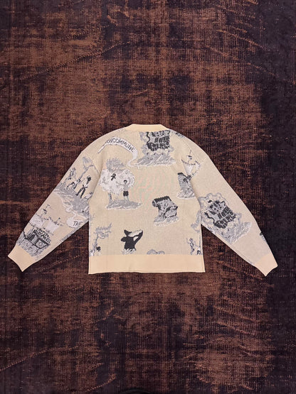 FAF(FAKE AS FLOWERS)　NEWCOMMUNE ISLAND JAQUARD KNIT　