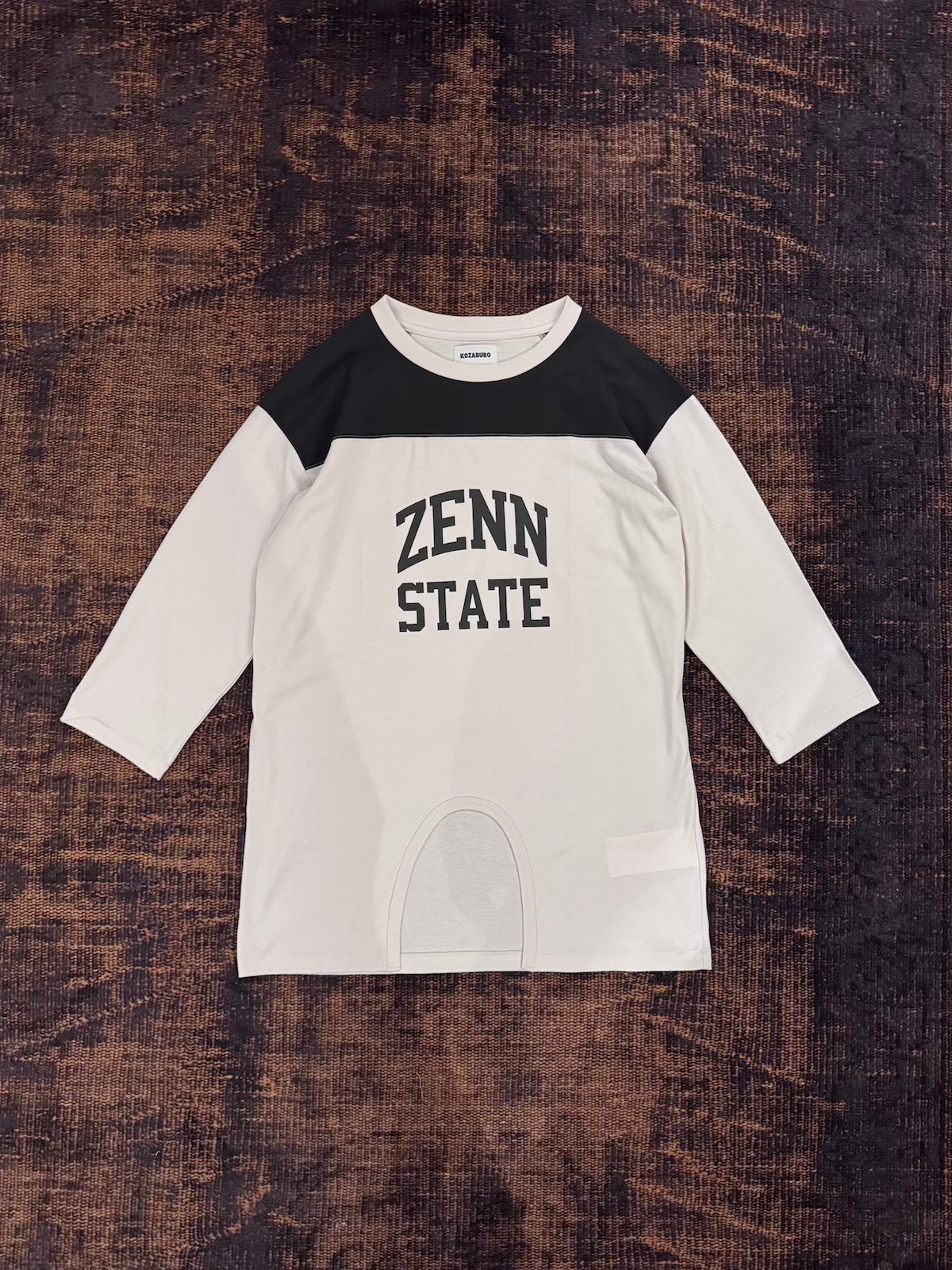 KOZABURO　ZENN STATE COLLEGE PRINT QUARTER SLEEVE T-SHIRTS  "OFF WHITE"