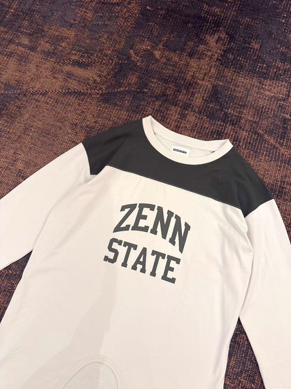 KOZABURO　ZENN STATE COLLEGE PRINT QUARTER SLEEVE T-SHIRTS  "OFF WHITE"