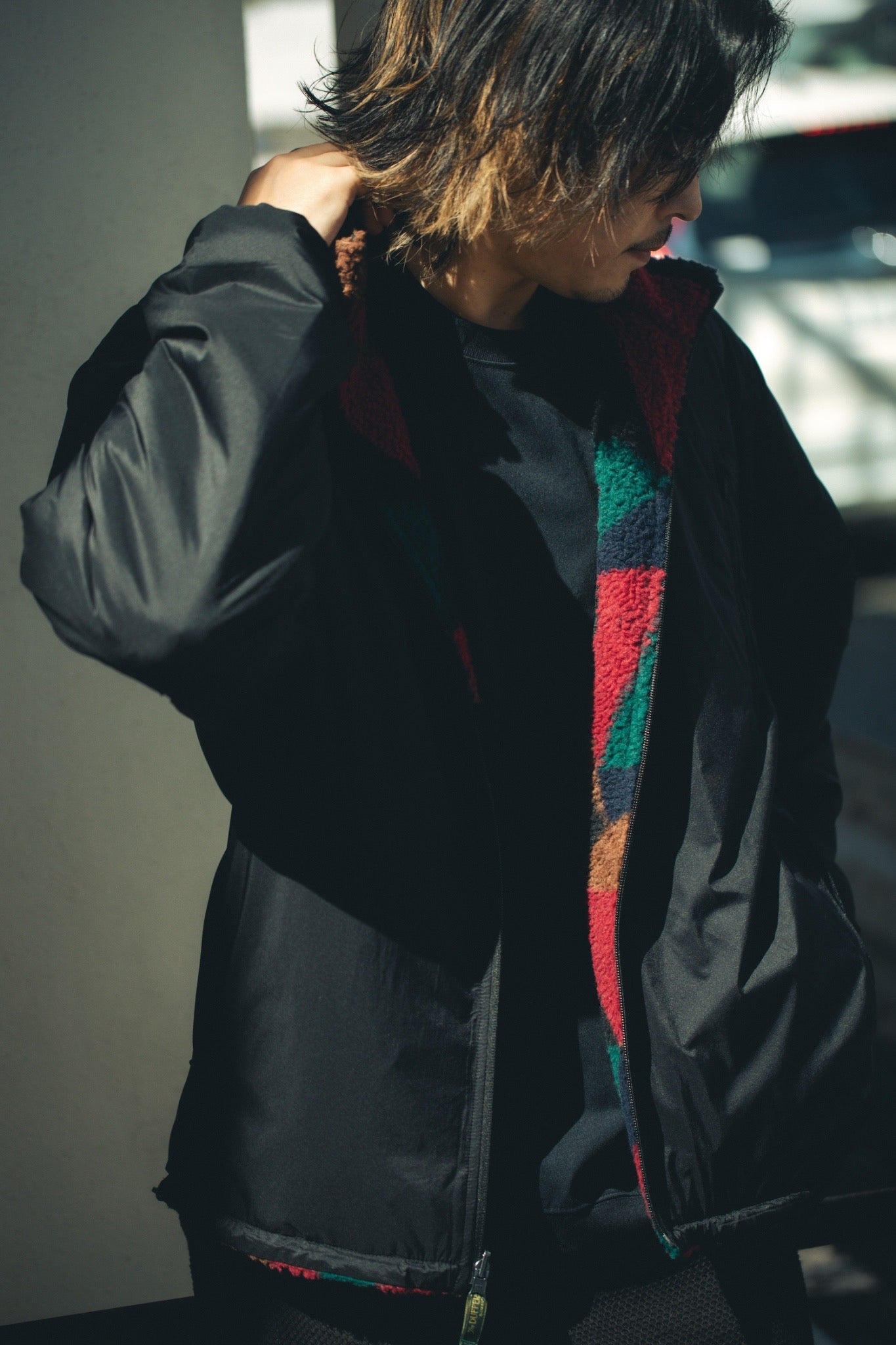 The DUFFER N NEPHEWS　REVERSIBLE JACQUARD BOA BLOUSON