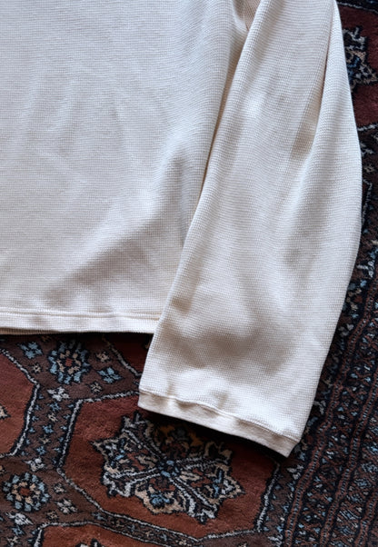 UNDECORATED　"COTTON CASHMERE WAFFLE HENRY NECK TOP"