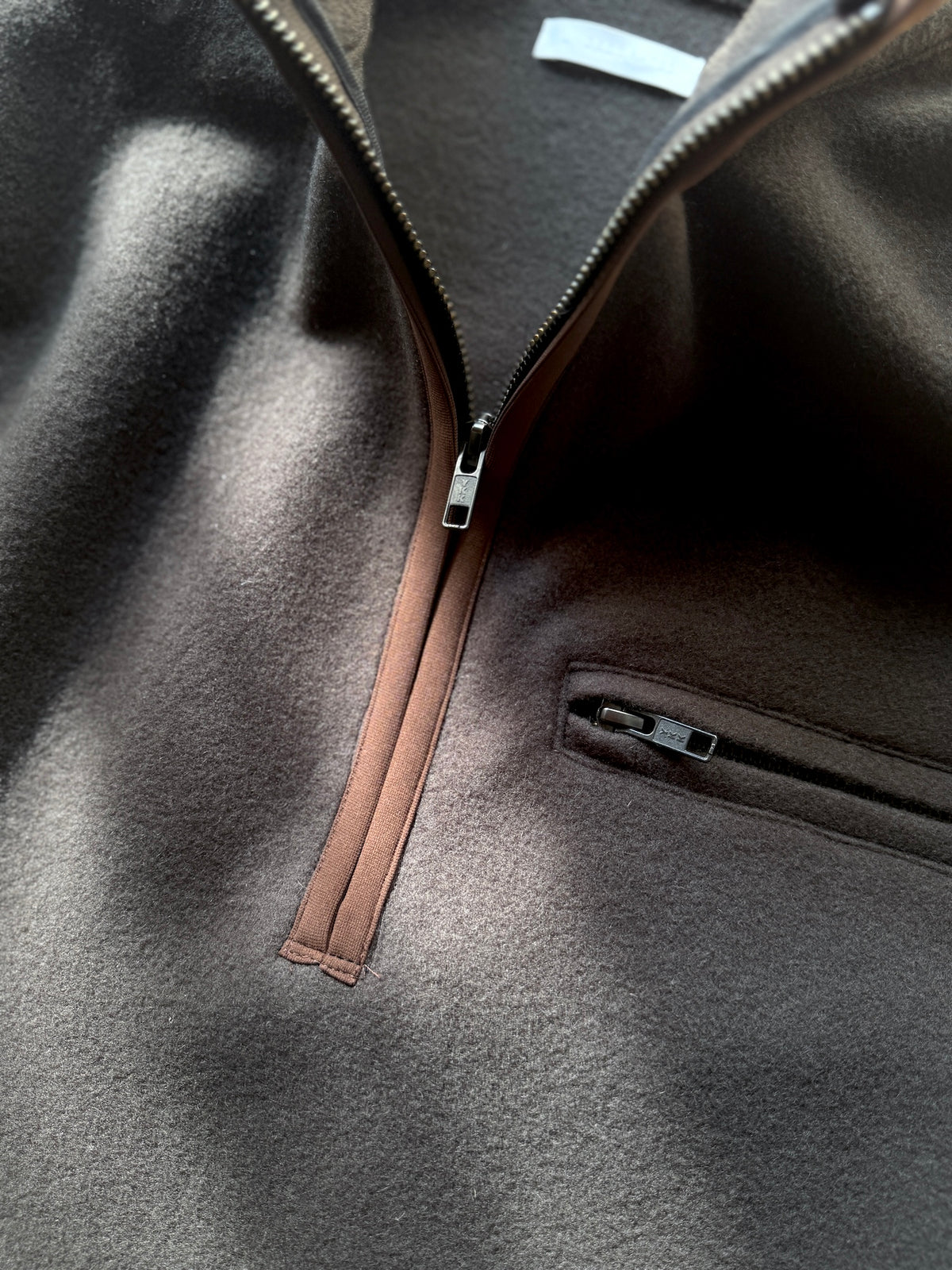 UNDECORATED　"HIGH GAGE WOOL FLEECE ZIP TOP" -brown-