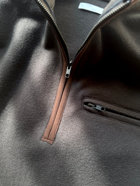 UNDECORATED　"HIGH GAGE WOOL FLEECE ZIP TOP" -brown-