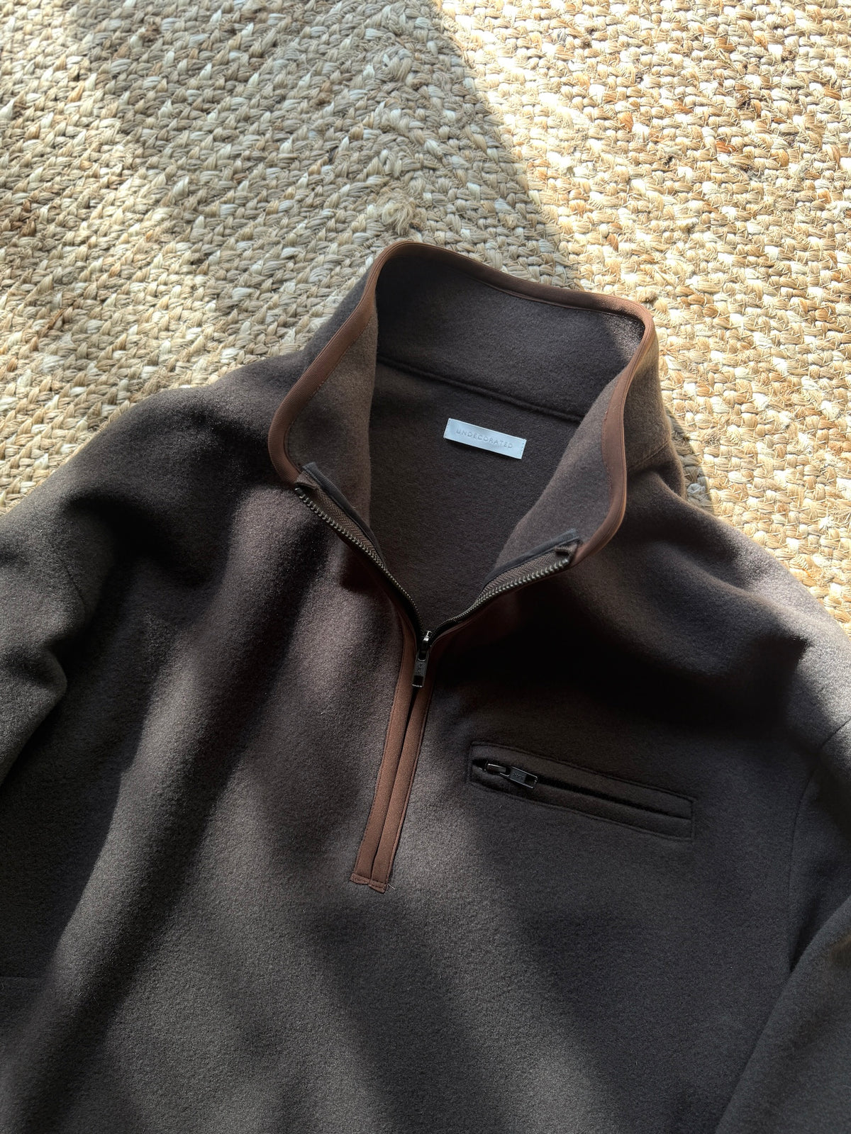 UNDECORATED　"HIGH GAGE WOOL FLEECE ZIP TOP" -brown-