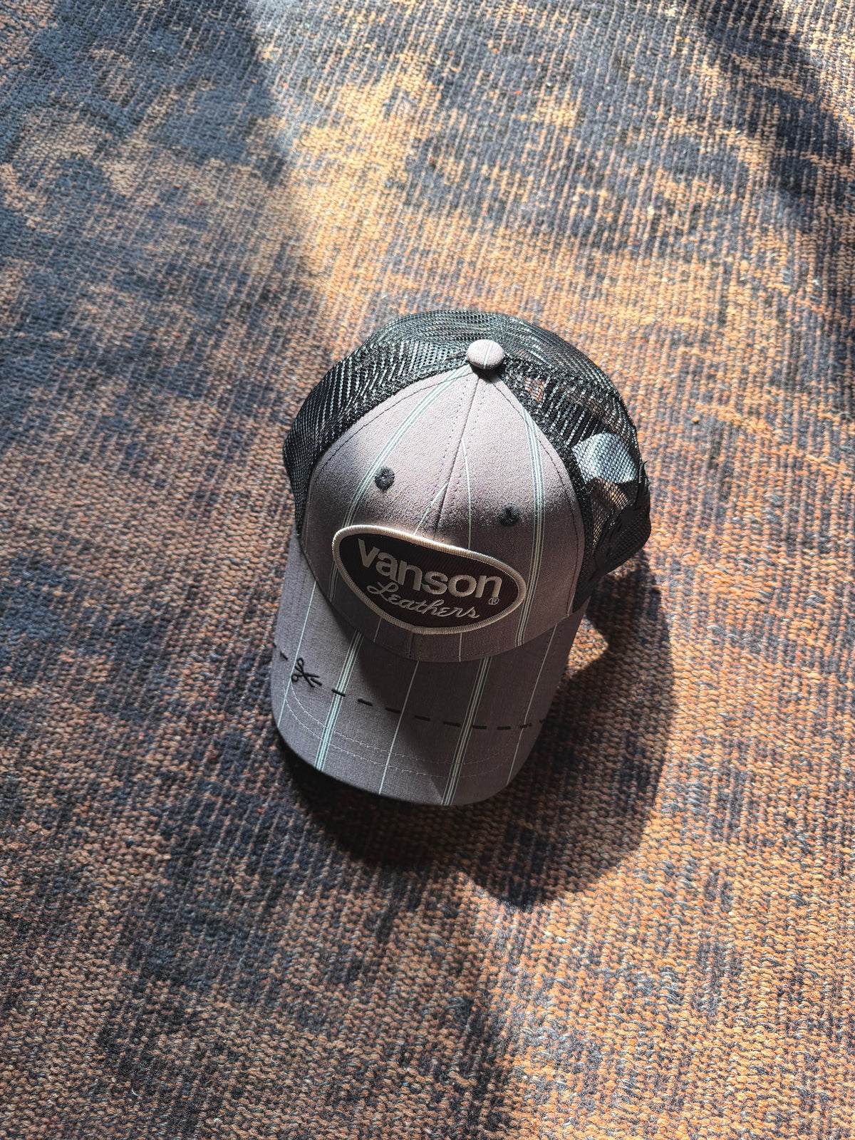 FAF(FAKE AS FLOWERS)　"Vanson Logo Patch Cap" -charcoal stripe-