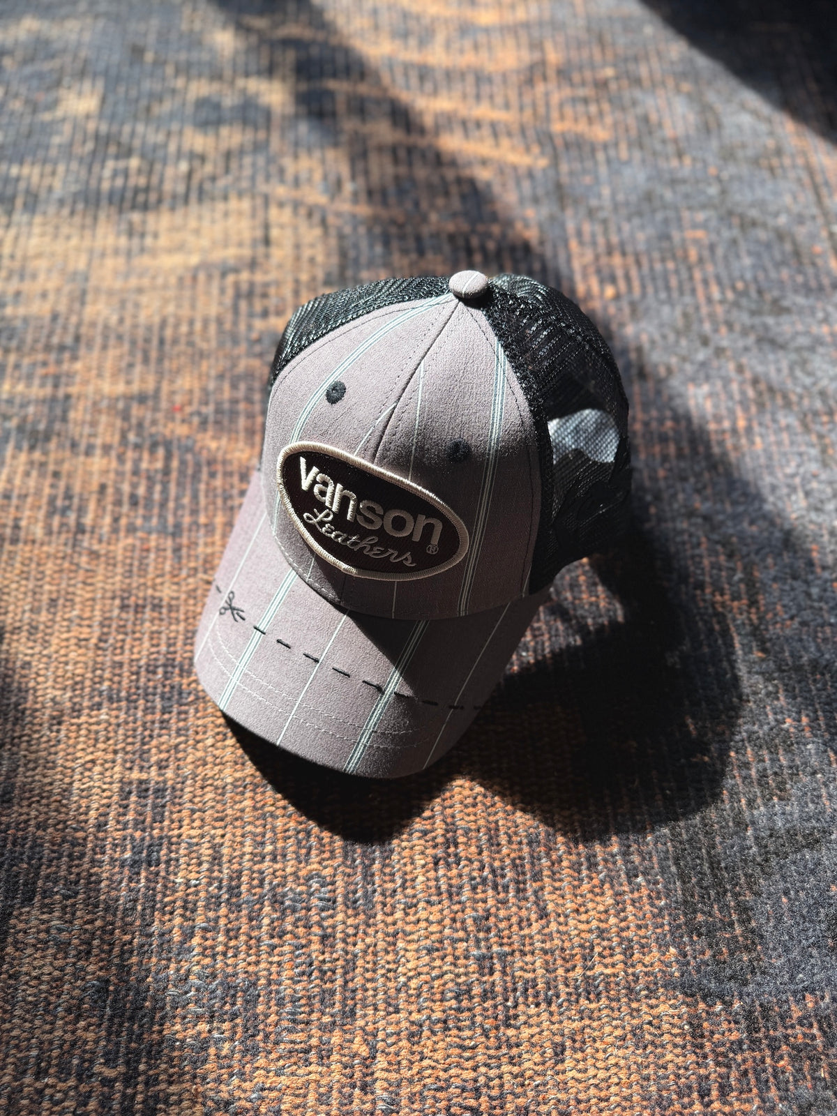 FAF(FAKE AS FLOWERS)　"Vanson Logo Patch Cap" -charcoal stripe-