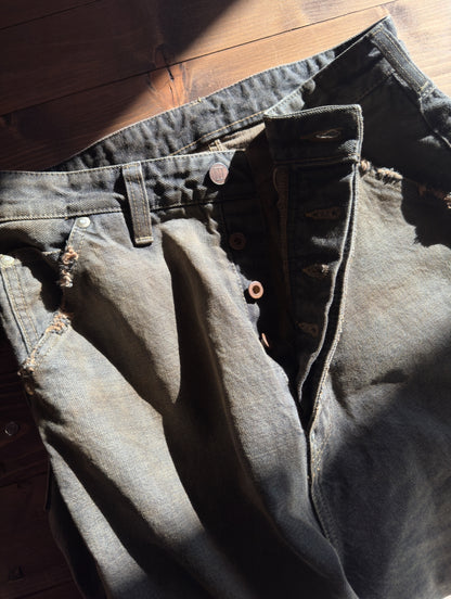 daisuke tanabe　coffee black denim trousers destroyed