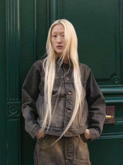 daisuke tanabe　coffee black denim jacket destroyed