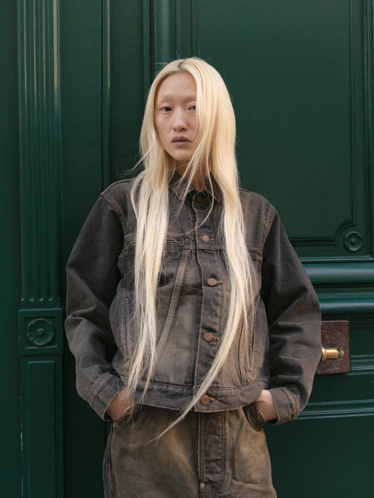 daisuke tanabe　coffee black denim jacket destroyed