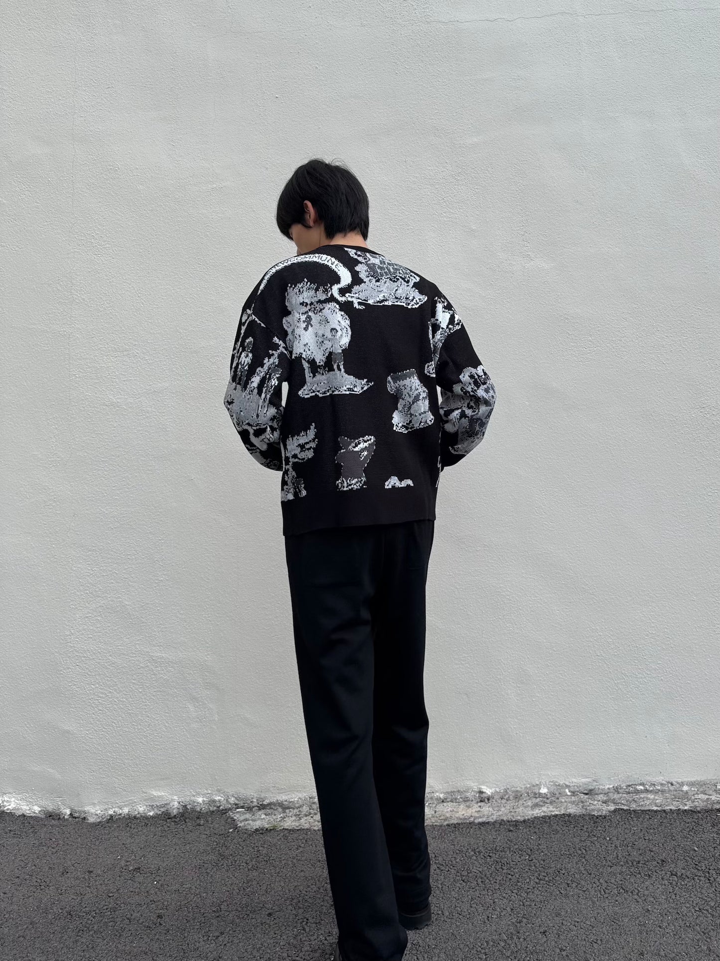 FAF(FAKE AS FLOWERS)　NEWCOMMUNE ISLAND JAQUARD KNIT　