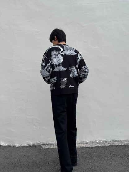 FAF(FAKE AS FLOWERS)　NEWCOMMUNE ISLAND JAQUARD KNIT　