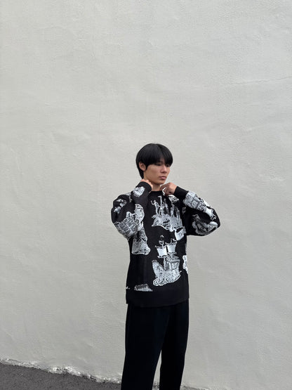 FAF(FAKE AS FLOWERS)　NEWCOMMUNE ISLAND JAQUARD KNIT　