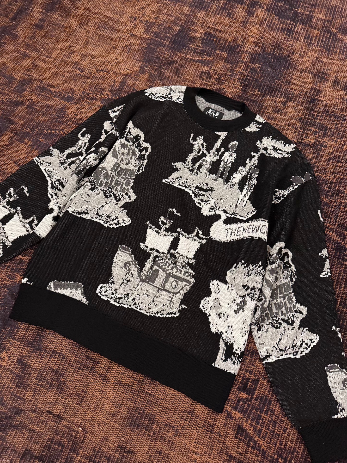 FAF(FAKE AS FLOWERS)　NEWCOMMUNE ISLAND JAQUARD KNIT　