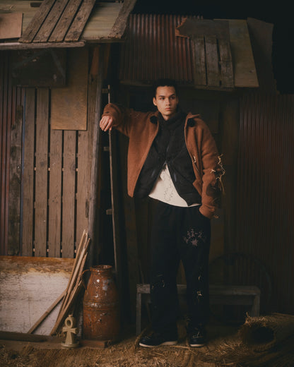 FAF(FAKE AS FLOWERS)　"Knit Hoodie" -Brown-