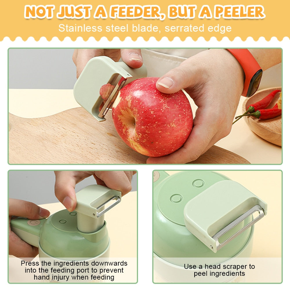 1pc 4-in-1 Handheld Electric Vegetable Cutter Set, Portable