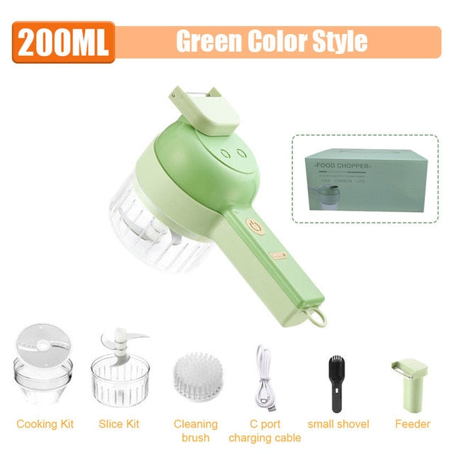 1pc 4 In 1 Vegetable Chopper Handheld Electric Vegetable Cutter